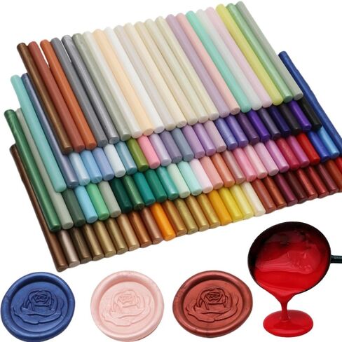 100 PCS ختم شمع العصي لختم الختم الشمع ، ولون متنوع ختم الشمع غراء البنادق الشمع عصا عصا شمع البندقية ، وألوان مختلطة الشمع مجموعة كبيرة لدعوات الزفاف (100 ب) in Kuwait