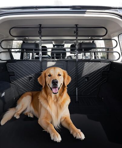 VEVOR Dog Car Barrier, Adjustable Universal-Fit Vehicle Pet Barrier for Cars, Trucks and SUVs, Easy to Install Dog Car Gate - Strong Metal Tubing Gate Divider, Keeps Pets Off Passenger Seats, Black in Saudi Arabia