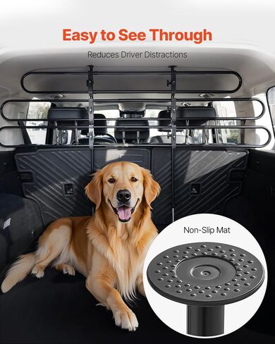 VEVOR Dog Car Barrier, Adjustable Universal-Fit Vehicle Pet Barrier for Cars, Trucks and SUVs, Easy to Install Dog Car Gate - Strong Metal Tubing Gate Divider, Keeps Pets Off Passenger Seats, Black in Saudi Arabia