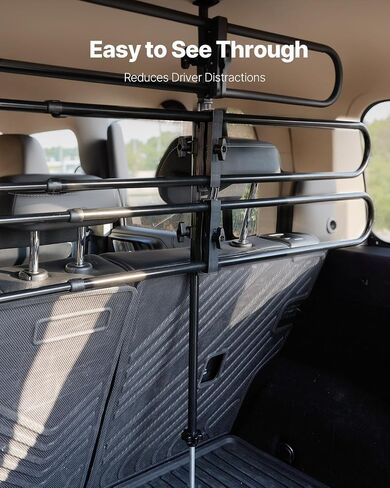 VEVOR Dog Car Barrier, Adjustable Universal-Fit Vehicle Pet Barrier for Cars, Trucks and SUVs, Easy to Install Dog Car Gate - Strong Metal Tubing Gate Divider, Keeps Pets Off Passenger Seats, Black in Saudi Arabia