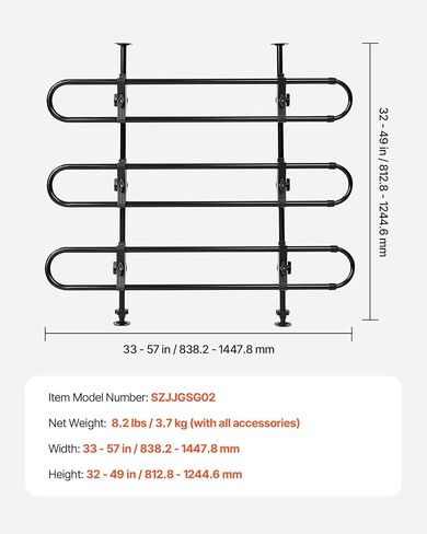 VEVOR Dog Car Barrier, Adjustable Universal-Fit Vehicle Pet Barrier for Cars, Trucks and SUVs, Easy to Install Dog Car Gate - Strong Metal Tubing Gate Divider, Keeps Pets Off Passenger Seats, Black in Saudi Arabia