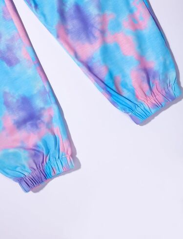 oklady Girls Clothes Solid Color Ruffle Sleeve Shirts with Tie-Dye Pants 2 Piece Set Summer Clothes for Girls 7-14 in Kuwait