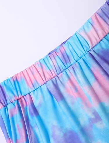 oklady Girls Clothes Solid Color Ruffle Sleeve Shirts with Tie-Dye Pants 2 Piece Set Summer Clothes for Girls 7-14 in Kuwait