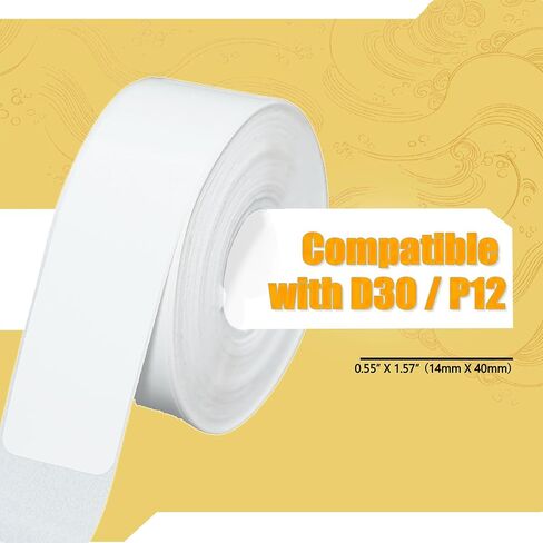 960 PCS مجموعة شريطية بيضاء ، 6 لفات-مقاومة للماء ، مقاومة للدموع ، متوافقة مع D30/P12 ، أي صانعي الملصقات المصغرة 12x40mm ، ورق حراري ملصق للمكتب ، المنزل ، مشاريع DIY (160 ملصقات/لفة) in Kuwait