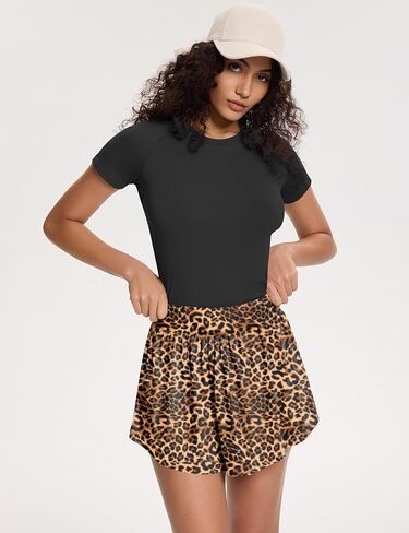 Loovoo 2 Piece Skirt Outfits for Women Workout Shirts Basic Tops Tennis Shorts Skirts Pleated with Pockets in Kuwait