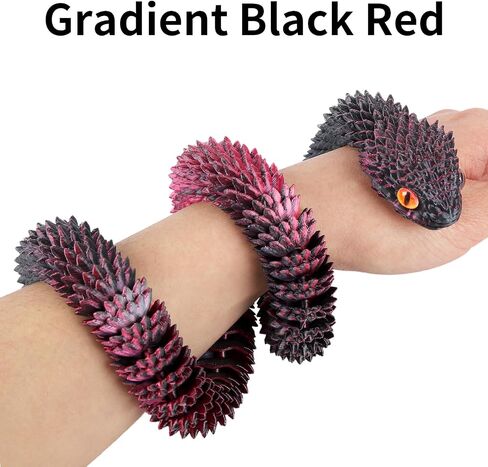 3D Printed Snake Eggs with Snake Inside,3D Printed Snake,3D Printed Animals,Crystal Snake Fidget Toys,Articulated 3D Snake with 3D Snake Eggs Black Red in Saudi Arabia