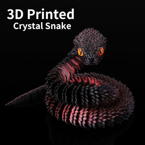 3D Printed Snake Eggs with Snake Inside,3D Printed Snake,3D Printed Animals,Crystal Snake Fidget Toys,Articulated 3D Snake with 3D Snake Eggs Black Red in Saudi Arabia