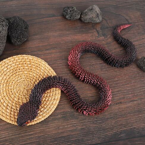 3D Printed Snake Eggs with Snake Inside,3D Printed Snake,3D Printed Animals,Crystal Snake Fidget Toys,Articulated 3D Snake with 3D Snake Eggs Black Red in Saudi Arabia