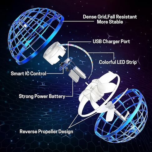 Galaxy Ball 2024 Model, Flying Orb Ball Toys, Soaring Hover Boomerang Spinner Hand Controlled Mini Drone, Cosmic Globe Spinning Outdoor Fly Toy Birthday Gift Cool Stuff for Kids Boy Girls(Blue) in Saudi Arabia