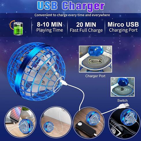 Galaxy Ball 2024 Model, Flying Orb Ball Toys, Soaring Hover Boomerang Spinner Hand Controlled Mini Drone, Cosmic Globe Spinning Outdoor Fly Toy Birthday Gift Cool Stuff for Kids Boy Girls(Blue) in Saudi Arabia