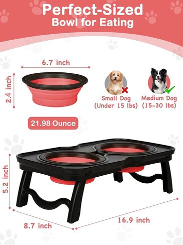 Collapsible Travel Dog Bowls, Portable Water Bowl for Dogs, Lightweight Dog Food Bowl Stand for Medium Dogs, Durable Travel Bowls for Dogs, Medium, Red in Saudi Arabia