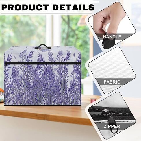 الأرجواني آلة الخياطة غلاف الغلاف المكعب مقاوم للبقع مقاومة لصانع المشروبات Appliance Appliance Wovel مع جيب التخزين والمقبض العلوي لعشاق الخياطة ، لافندر اليعسوب in Kuwait