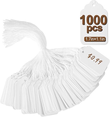 1000 PCS Price Tags with String,Actmuen 1.77 x 1.1 inches Hang Tags with String Attached,Name Tags for Bags Clothes Jewelry, Yard/Garage Sale Tags with String,Price Tags for Retail in Kuwait