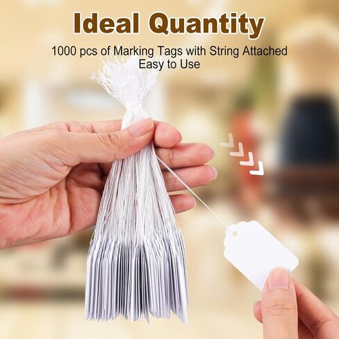 1000 PCS Price Tags with String,Actmuen 1.77 x 1.1 inches Hang Tags with String Attached,Name Tags for Bags Clothes Jewelry, Yard/Garage Sale Tags with String,Price Tags for Retail in Kuwait