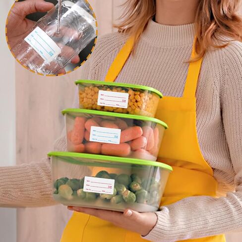 1000 Pcs Removable Freezer Labels Self-Adhesive Food Label Stickers Refrigerator Food Labels Waterproof Oil Resistant No-Residue Super Sticky for Kitchen Restaurants Food Containers 2 Rolls in Saudi Arabia