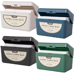 3x5 Index Card Box Holder Case 4-Pack | Holds up to 250 Flash Cards, Notecards, Study Cards, Addresses (Assorted Colors)