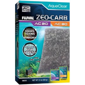 Fluval - Zeo-Carb for AC20/AC30 Power Filter, 2.1 oz / 60 g – Promotes Clear Water, Improves Fish Health, for Use in Freshwater & Saltwater Aquariums