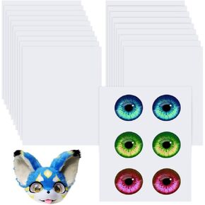 BENECREAT 20Pcs White Frosted Fursuit Eyes DIY Sheets, 0.5mm Thick Waterproof PP Plastic Craft Materials for Solid Parts of Eyes, Furry Costume Roleplay, Fursuits, Props, Handicrafts Making