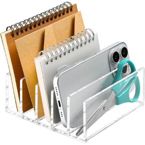 Acrylic Mail Organizer, Mail Holder, 5 Slots Letter Holder, Clear Mail Organizer Countertop, Bill Money Organizer for Business Card, Cash, Envelope, Small File Holders