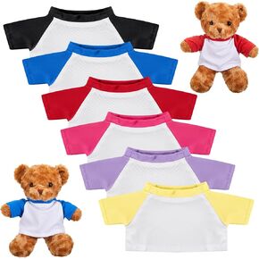 Civaner 6 Pcs Bear Shirts Bulk Stuffed Animal Clothes for Bears Colorful Cute Tiny Clothes Fit for 12 to 16 Inches Plush Bear Doll DIY Outfits Accessories