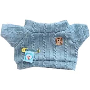 niannyyhouse 10cm Plush Doll Clothes Cartoon Pattern Knit Sweater Dolls Accessories Dress Up (Blue)