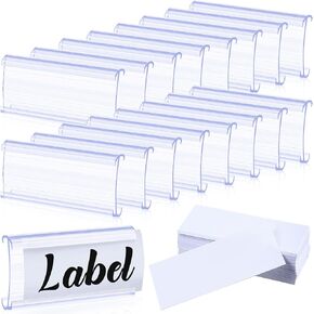 150 Pcs Wire Shelf Label Holders Wire Label Holder Plastic Shelf Tags for Wire Shelving Metro Shelving Clips Shelf Label Clips with Label Paper Inserts, Compatible with 1-1/4 Inch Shelves