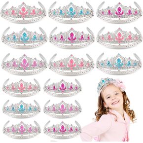 Princess Crown Party Favors, 16Pcs Princess Dress Up Tiaras for Birthday Girl Cosplay Accessories, Princess Pretend Play Jewelry Party Supplies