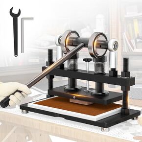 [Updated] Leather Cutting Machine, 260 x 150 mm Adjutable Manual Hand Press Leather Embossing Leathercraft Mold Die Cutter with 10.2 x 5.9 inches Upper Plate for Various of Materials, Dark