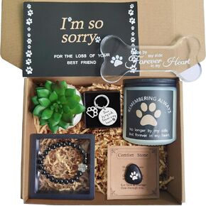 Loss of Dog Cat Pet Sympathy Gift,The Perfect Way to Express Your Condolences Dog Memorial Gifts for Loss of Dog Remembrance Gift Basket for Friends Family (Black)
