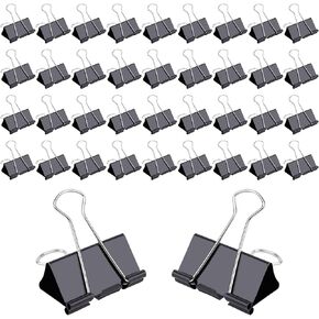 144 Pcs Binder Clips, 1-Inch Medium Paper Clamps for Document Clamp, File, Wide Metallic, Office School and Home Supplies（Black）
