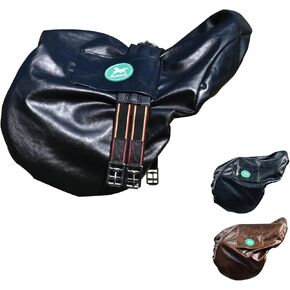 Soft Synthetic Leather English Saddle Cover | Premium Waterproof & Breathable Dressage Saddle Cover | Suitable for All English Horse Saddles（Black）