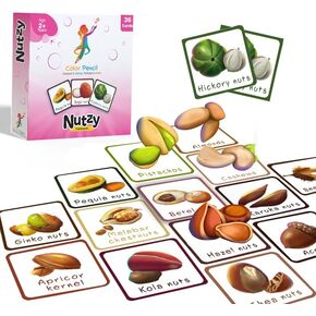 Flash Cards for Toddlers – Set of 36 | Nutzy Learning Cards for Kids | Discover Nuts & Build Healthy Eating Habits | Educational Preschool Activities & Early Learning | Gift for Kids Ages 2-4 Years
