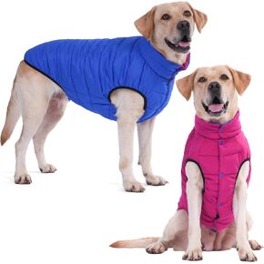 LovinPet Dog Winter Jacket – Reversible Medium & Large Down Coat, Snap Button Down Jacket, Windproof, Snowproof & Waterproof, Dual-Sided Blue & Red for Cold Weather, XXL