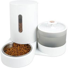 2 في 1 نافورة مياه القط الأوتوماتيكي ومجموعة كبيرة من تغذية الجاذبية ، مع مرشح شعر الحيوانات الأليفة وعاء تغذية الفولاذ المقاوم للصدأ ، مثالية للجرو والقطط والكلاب الصغيرة إلى المتوسطة والأرانب (أبيض) in Kuwait