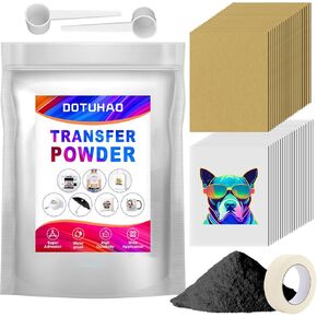 DOTUHAO DTF Powder, DTF Transfer Powder, DTF Transfer Film and Powder Kit for Sublimation, Direct-to-Film Transfer for Any Fabric, DTF Starter Kit for DTF & Sublimation Printer (Black,8oz)