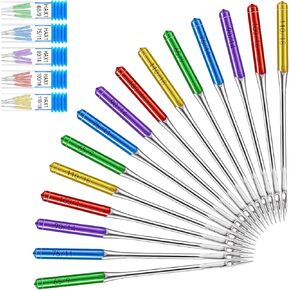50pcs Sewing Machine Needles, Universal Regular Point Flat Shank Sewing Needle with Size in HAX1 65/9, 75/11, 90/14, 100/16, 110/18, Machine Needles for Singer, Brother, Home Sewing Machine (5 Colors)