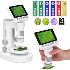 OOZSTARMicroscope for Kids, Up to 1000 X Magnification, 3.5-inch Foldable Screen, Handheld Pocket Microscope for Kids,Science Education Kits for 8-12 Year olds
