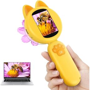 Portable Digital Microscope Pocket for Kids: 240X Handheld Microscope with 2'' Screen - Christmas Birthday Gift for Boys Girls 3-12 Ages