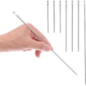 Gjinxi Upholstery Needles, 7Pcs Extra Long Large Sewing Needle, Large Eye Needles for Leather Canvas Repair Stitching, Professional Hand Sewing Needle Upholstery and Crafting Project 3"/5"/10"