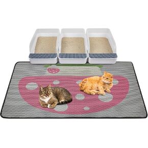 Bienbee Cat Litter Mat, XL Jumbo Size 46"x27" Cat Litter Trapping Mat, Double Layer Waterproof Cat Box Litter Mat, Reduce Tracking and Easy to Clean