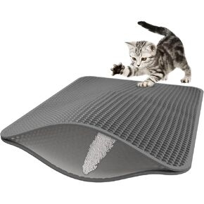 Cat Litter Mat with Dual EVA Layer Design – Soft, Easy to Clean, Waterproof,Durable, and Non-Slip – Perfect for Cats (Gray, Large 26x19.6 inch)