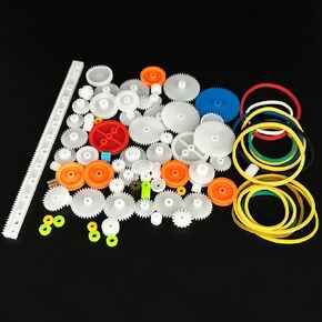 83PCS Small Gear Kit Plastic Gears Belt Pulley Single Gear Spindle Gear Small Motor Gears for DC Motor RC Car Robot Model Toy DIY Gear Replacement (83)