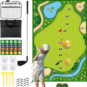 Golf Chipping Game, Battle Golf with Golf Club & Hitting Mat, Chip Sticky Practice Golf Game Set for Adults Kids Indoor Outdoor Backyard