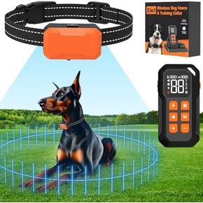 Wireless Dog Fence,Electric Fence for Dogs,Wireless Dog Fence System,Dog Training Collar with Remote Control Range to 985ft,Dog Electric Fence IPX7 Waterproof,Rechargeable
