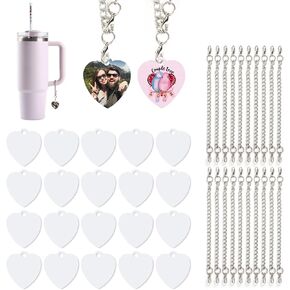 PYD Life Sublimation Charms Accessories for Stanley Yeti Cups White Blanks Aluminum Doudle-sided Printable Thickness 0.05"(1.4mm) for Tumblers with Handle