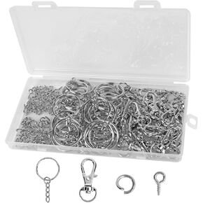 Phinus 145 PCS Metal Swivel Hooks, 35 PCS Lobster Claw Clasps and 35 PCS Keychain Rings, Silver Key Chain Hooks for Key Chain Clip Lanyard, Jewelry Making, Art Crafts, Key DIY Crafts