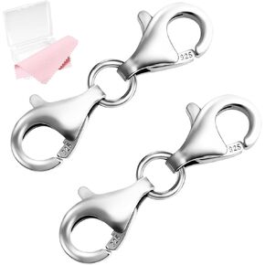 925 Sterling Silver Double Lobster Claw Clasps,Necklace Extender Double Necklace Clasp and Closures Bracelet Clasps Lobster Clasps for Jewelry Making(Made in Italy 9MM)