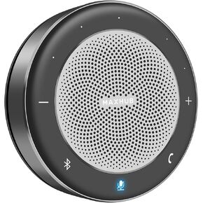 Enther&MAXHUB Bluetooth Speakerphone,USB Conference Speaker with 360° Voice Pickup&6 Microphones,Noise Reduction,Compatible with Zoom,Teams,Skype,Ideal for Professional Conference Call&Home Office