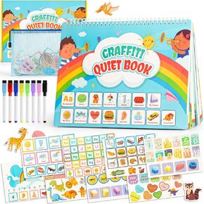 Toddler Busy Book, Tracing Coloring Preschool Learning Activities Autism Educational Toys, Activity Books for Toddlers Boys and Girls Road Trip Birthday Valentines Gift