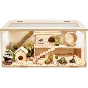 Hamster Cage Chew Proof, Mice and Rat Habitat Openable Top with Acrylic Sheets, Hamster Habitat Solid Built (32"L x 16" W x 16" H)